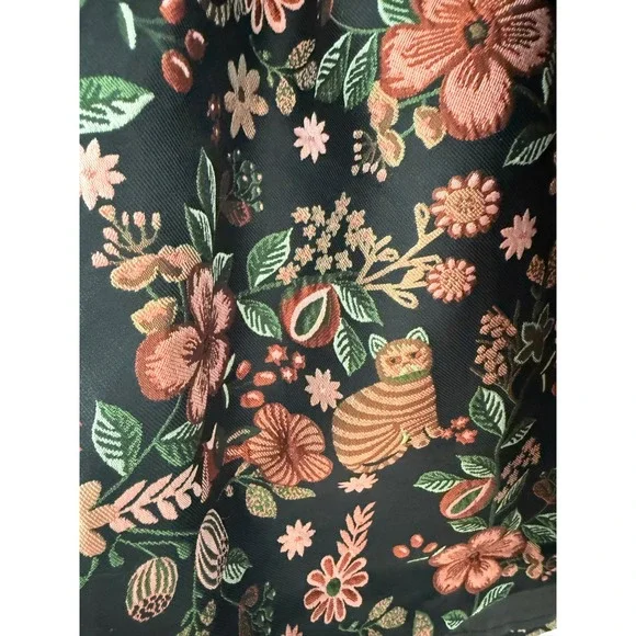 NWT ModCloth 2 Cat Print Floral‎ Jacquard Fit and Flare Dress Sleeveless Black - Picture 10 of 10